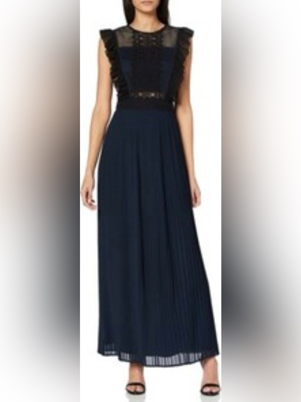 Self Portrait style Black Pleated Maxi Dress